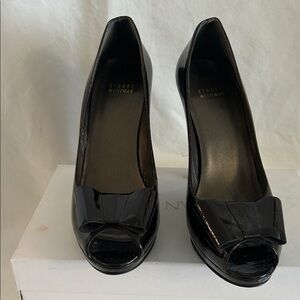 Stuart Weitzman Glossy chocolate brown Bow Heels